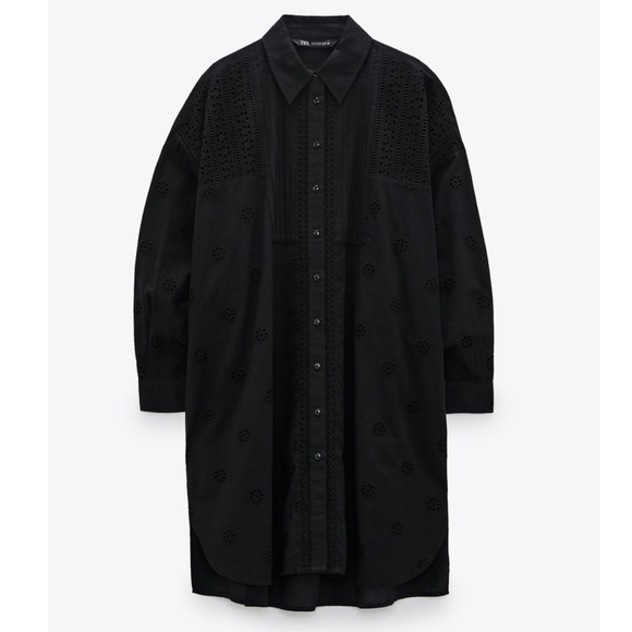ZARA OVERSIZED EMBROIDERED EYELET SHIRT - Picture 4 of 6